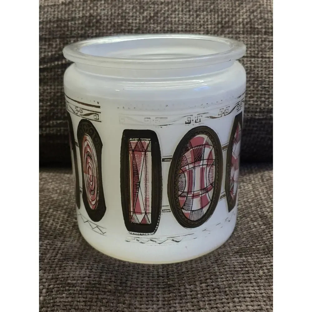 Vintage Mid-Century Modern White Geometric Design Harry Sternberg Jar 7.5'' MCM